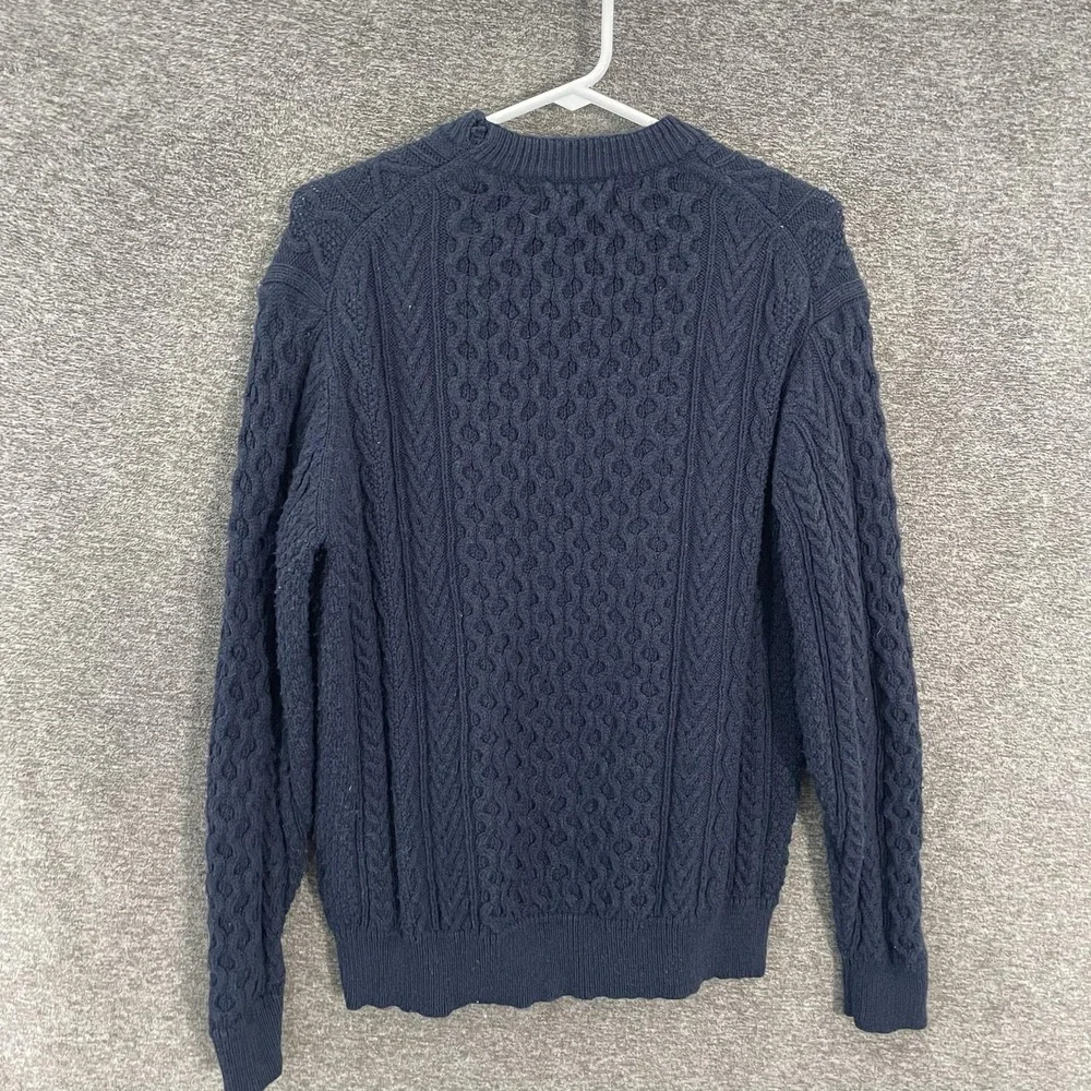 Polo Ralph Lauren Sweater Mens XLT Blue Cotton Cable Fisherman Knit Crewneck